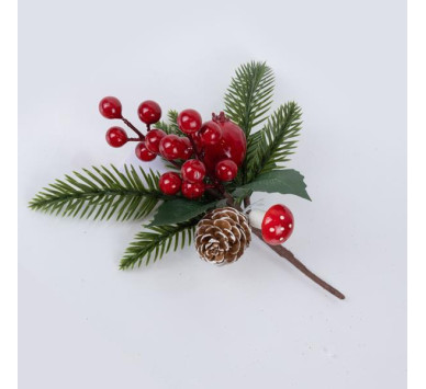 ΠΙΚΑΚΙ ΜΕ ΚΟΚΚΙΝΑ BERRIES, ΜΗΛΟ ΚΑΙ ΚΟΚΟΥΝΑΡΙ, 20cm