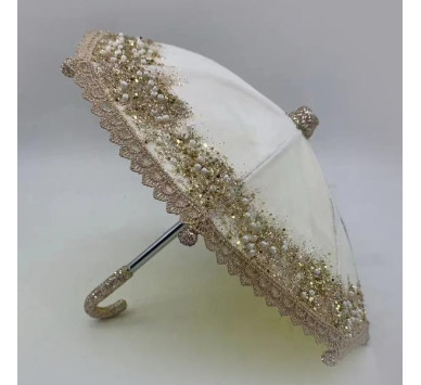 ΒΕΛΟΥΔΙΝΗ ΟΜΠΡΕΛΑ, ΛΕΥΚΗ ΜΕ ΣΑΜΠΑΝΙ GLITTER, 26x23cm