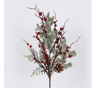 ΚΛΑΔΙ ΜΕ ΣΚΟΥΡΑ ΚΟΚΚΙΝΑ BERRIES ΚΑΙ ΚΟΥΚΟΥΝΑΡΙ, 67cm