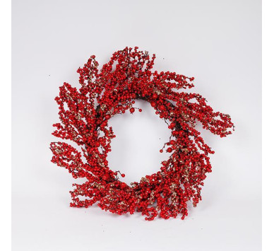 ΣΤΕΦΑΝΙ, ΜΕ ΚΟΚΚΙΝΑ ΚΑΙ ΣΑΜΠΑΝΙ BERRIES, 65cm