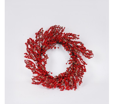 ΣΤΕΦΑΝΙ, ΜΕ ΚΟΚΚΙΝΑ ΚΑΙ ΣΑΜΠΑΝΙ BERRIES, 40cm