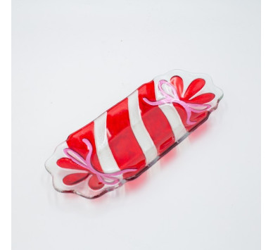 ΠΙΑΤΕΛΑ CANDY ΟΡΘΟΓΩΝΙΑ, ΑΣΗΜΙ ΚΟΚΚΙΝΟ, ΓΥΑΛΙΝΗ ΔΙΑΚΟΣΜΗΤΙΚΗ, 12x31cm