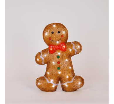 ΑΚΡΥΛΙΚΟΣ GINGERBREAD, ΜΕΤΑΣΧΗΜΑΤΙΣΤΗ, 40 ΛΕΥΚΑ LED, 28x8x37cm, ΠΡΟΕΚΤΑΣΗ ΠΑΡΟΧΗΣ 5m, IP44