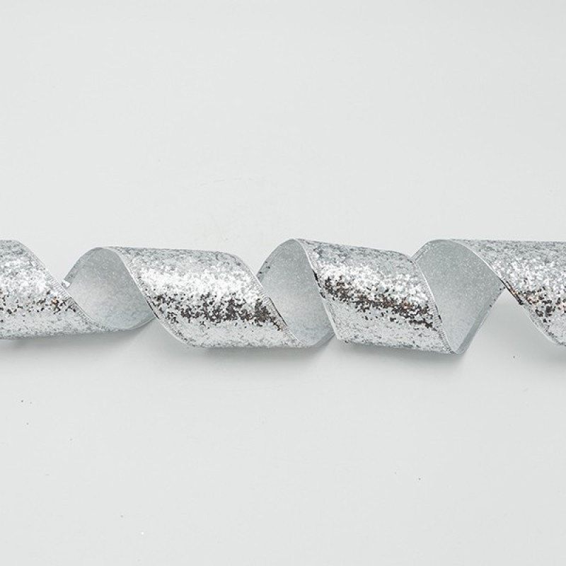 ΚΟΡΔΕΛΑ ME ΑΣΗΜΙ ΧΟΝΤΡΟΚΟΜΜΕΝΟ GLITTER, 6.30cm, 10M