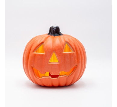 ΦΩΤΙΖΟΜΕΝΗ ΠΟΡΤΟΚΑΛΙ ΚΟΛΟΚΥΘΑ, HALLOWEEN ΣΧΕΔΙΟ ΜΕ ΣΚΑΛΙΣΤΟ ΠΡΟΣΩΠΟ, ΜΠΑΤΑΡΙΑΣ 2xAA, 6 ΘΕΡΜΑ ΛΕΥΚΑ LED, 20x15x19cm, IP20