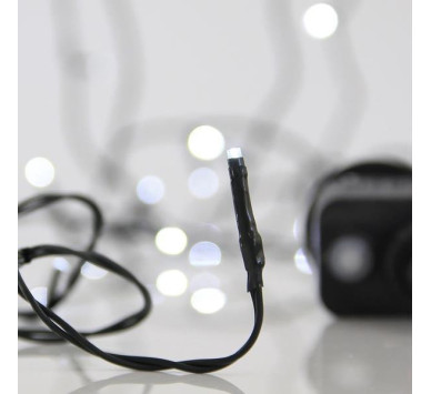 ΣΕΙΡΑ, 100 LED 3mm, 31V ΜΕΤΑΣΧΗΜΑΤΙΣΤΗ, 8 ΠΡΟΓΡΑΜΜΑΤΑ, ΠΡΑΣΙΝΟ PVC ΚΑΛΩΔΙΟ, ΛΕΥΚΟ LED ΑΝΑ 5cm, ΠΡΟΕΚΤΑΣΗ ΠΑΡΟΧΗΣ 3m, ΙΡ44