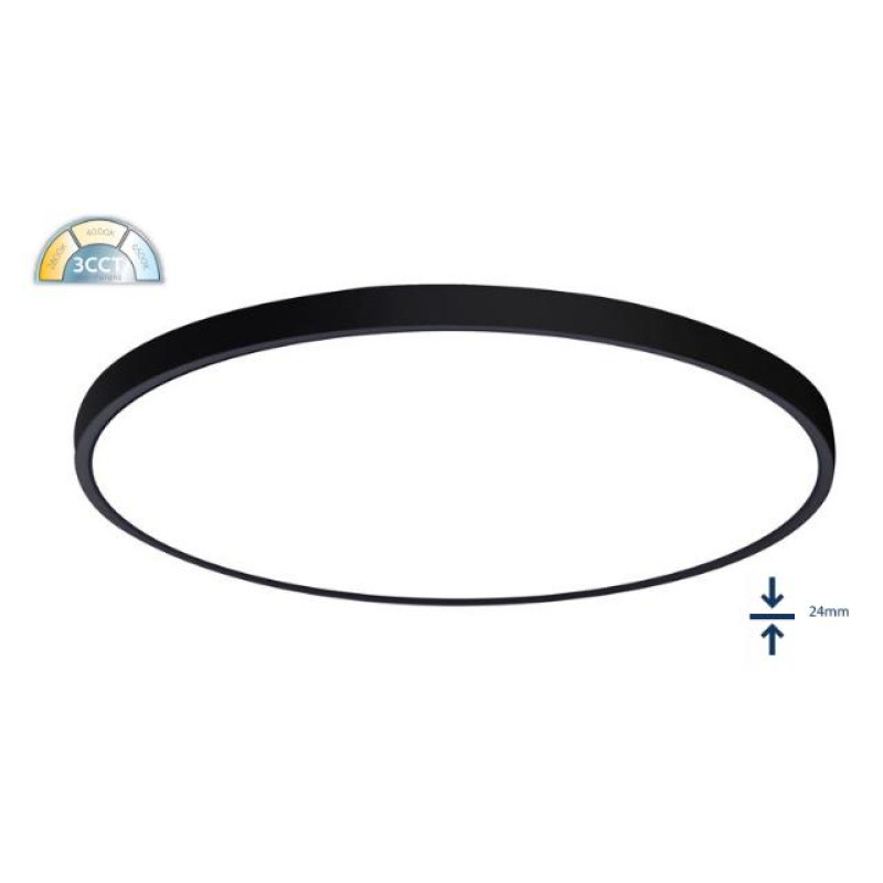 ΦΩΤΙΣΤΙΚΟ LED 45W ΣΤΡΟΓΓΥΛΟ 3CCT ΜΑΥΡΟ Φ600x24 5400L