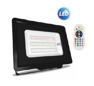 ΠΡΟΒΟΛΕΑΣ LED 100W ΜΑΥΡΟ RGB ME ΙR ΚΟΝΤΡΟΛΕΡ S.SLIM DOB