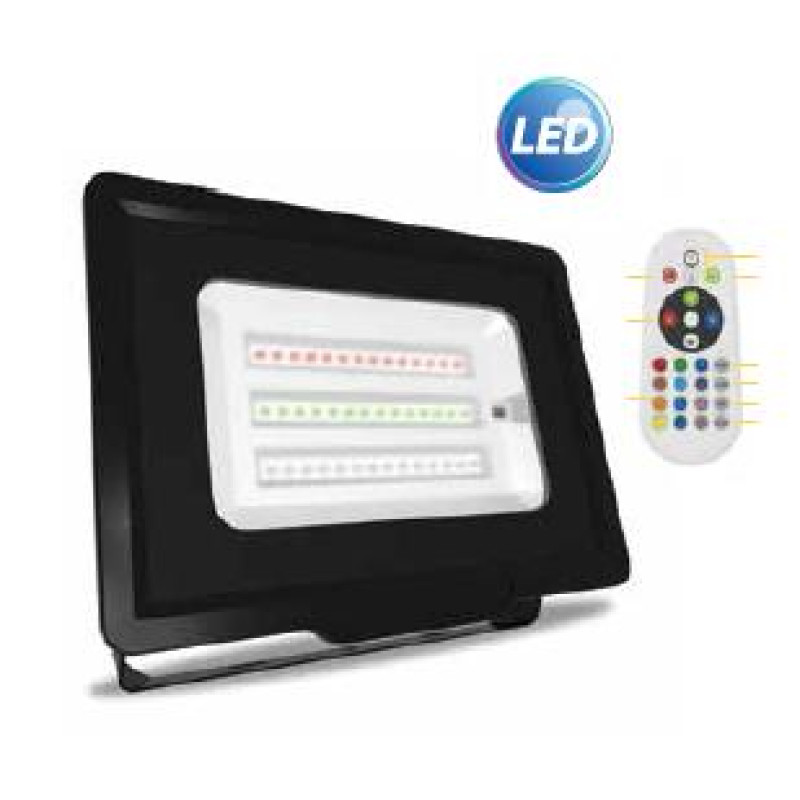 ΠΡΟΒΟΛΕΑΣ LED 100W ΜΑΥΡΟ RGB ME ΙR ΚΟΝΤΡΟΛΕΡ S.SLIM DOB