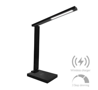 ΠΟΡΤΑΤΙΦ LED 6W & USB & WIRELESS CHARGER ΜΑΥΡΟ 3step DIM