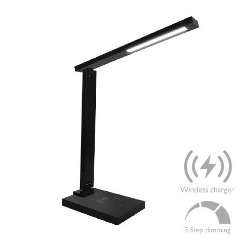 ΠΟΡΤΑΤΙΦ LED 6W & USB & WIRELESS CHARGER ΜΑΥΡΟ 3step DIM