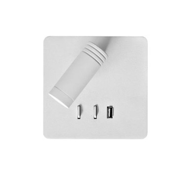 ΑΠΛΙΚΑ ΤΕΤΡΑΓΩΝΗ ΚΡΥΦΟ ΦΩΤ LED & USB 3W & 8W 3000k  ΛΕΥΚΟ BEDSIDE