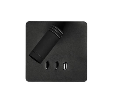 ΑΠΛΙΚΑ ΤΕΤΡΑΓΩΝΗ ΚΡΥΦΟ ΦΩΤ LED & USB 3W & 8W 3000k ΜΑΥΡΟ BEDSIDE