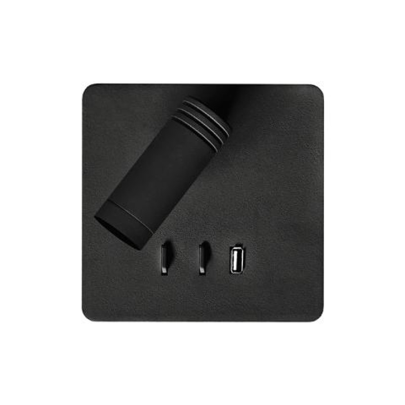 ΑΠΛΙΚΑ ΤΕΤΡΑΓΩΝΗ ΚΡΥΦΟ ΦΩΤ LED & USB 3W & 8W 3000k ΜΑΥΡΟ BEDSIDE