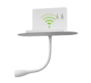 ΑΠΛΙΚΑ ΡΑΦΑΚΙ LED & USB & WIRELESS CHARGE 3W & 8W 3000k  ΛΕΥΚΟ BEDSIDE