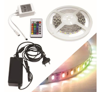 ΛΕΝΤΟΤΑΙΝΙΑ 5Μ 72W IP20 RGB ME ΤΡΟΦΟΔΟΤΙΚΟ & ΚΟΝΤΡΟΛΕΡ BLISTER