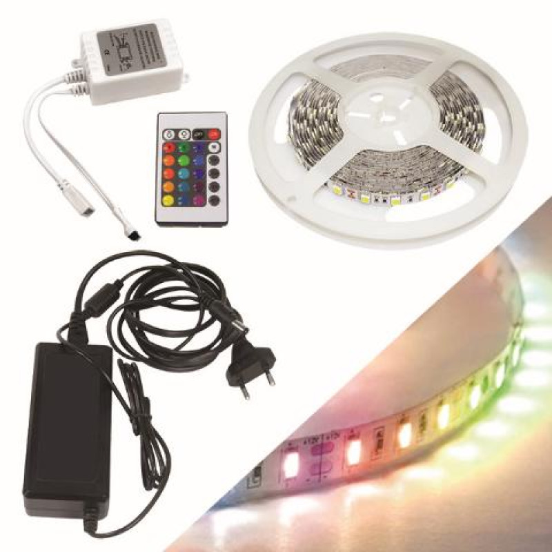 ΛΕΝΤΟΤΑΙΝΙΑ 5Μ 72W IP20 RGB ME ΤΡΟΦΟΔΟΤΙΚΟ & ΚΟΝΤΡΟΛΕΡ BLISTER