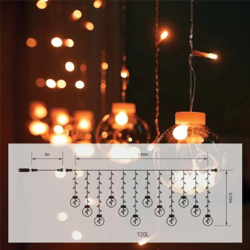 140led ΒΡΟΧΗ&ΜΠΑΛΑ ΑΣΗΜΙ&AMBER IP44 ΕΠΕΚΤΥΝΟΜΕΝΗ 5Μ