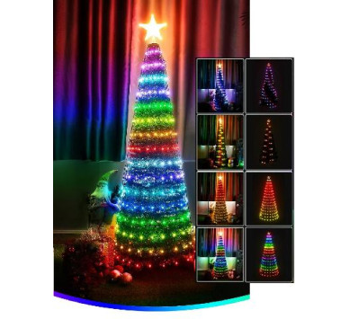 ΔΕΝΔΡO ME 192LED RGB+ΑΣΤΕΡΙ ΚΟΡΥΦΗ 1.5m
