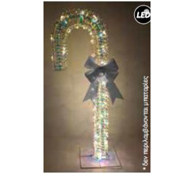 Μπαστούνι LED Rainbow 100cm ύψος με ασημί φιόγκο μπαταρίας