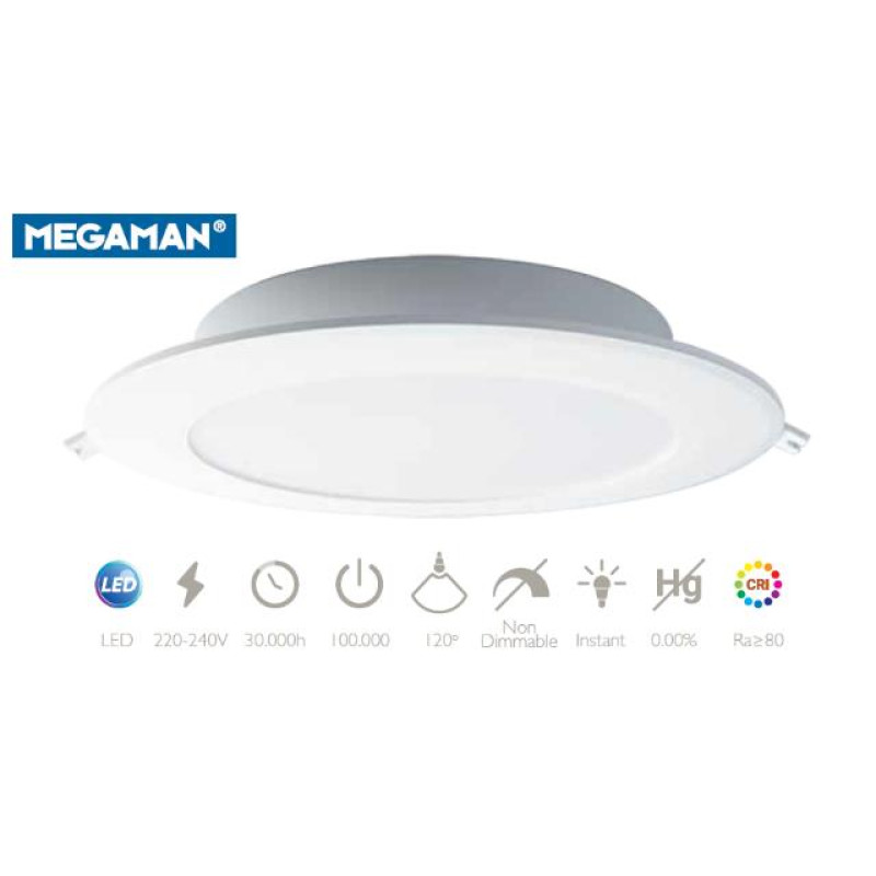 ΠΑΝΕΛ LED 25W ΧΩΝΕΥΤΟ 4000K ΣΤΡΟΓΓΥΛΟ Φ225 ΛΕΥΚΟ KANA MEGAMAN