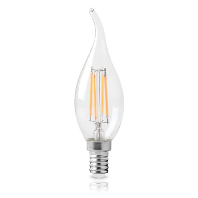 LED FILAMENT C35 TIP ΚΕΡΙ ΜΕ ΜΥΤΗ ΔΙΑΦΑΝΟ 4W E14 2800k 470LM 360D ΦOSME