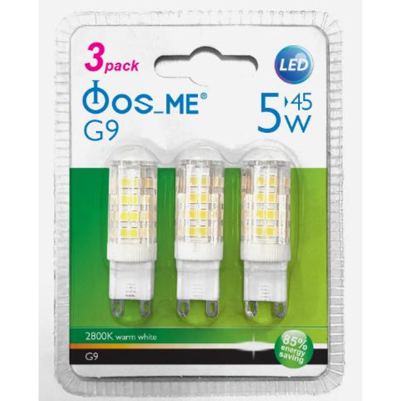 LED CORN G9 ΔΙΑΦΑΝΗ 5W 2800k 400LM 360D SET 3pcs ΦOSME