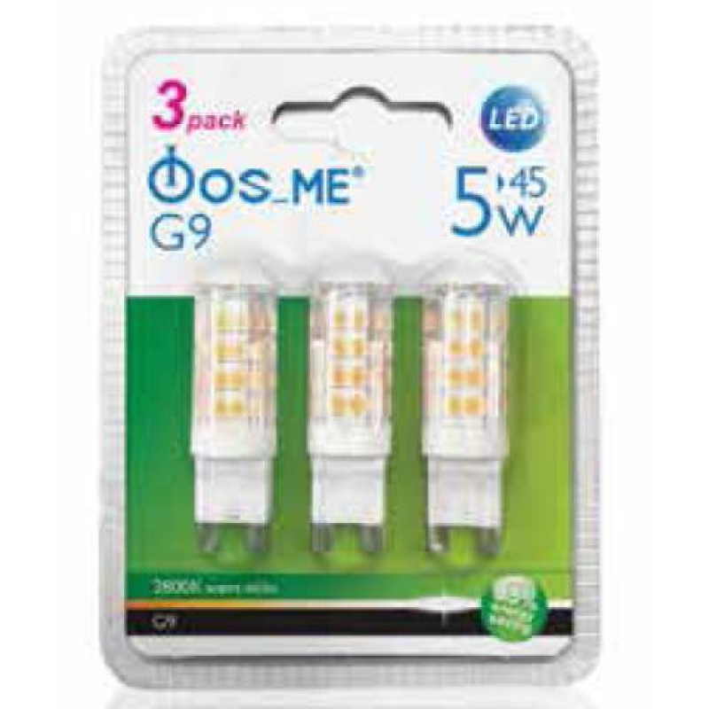 LED CORN G9 ΔΙΑΦΑΝΗ 5W 6500k 400LM 360D SET 3pcs ΦOSME
