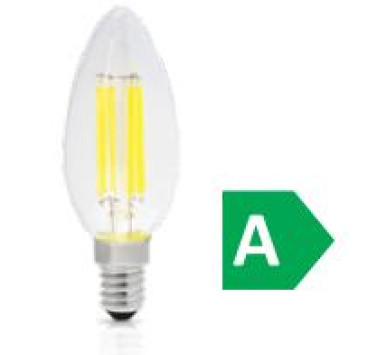 LED FILAMENT C37 ΚΕΡΙ ΔΙΑΦΑΝΟ 2.2W E14 3000k 470LM 300D A CLASS ΦOSME