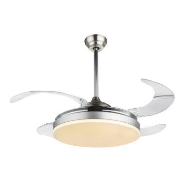 Fan nickel matt, chrome, acrylic opal, acrylic translucent, Remote control, Color fixing, D:1000, H:650, incl. 1xLED 36W 230V, 3