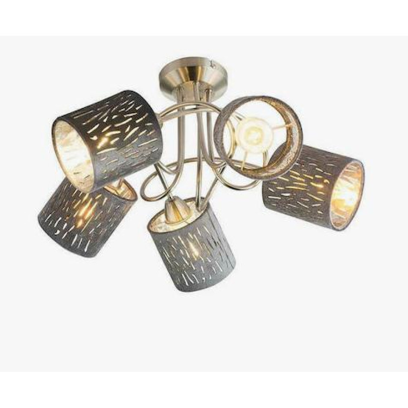 Ceiling Light nickel matt, velvet silver metallic, D:460, H:275, excl. 5xE14 25W 230V