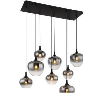 MAXYpendant lamp metal black matt, 8x E27