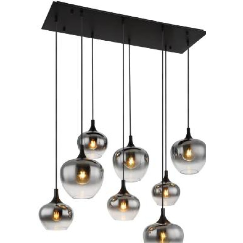 MAXYpendant lamp metal black matt, 8x E27