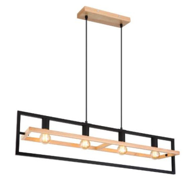 ERICApendant lamp wood dark brown, 4x E27