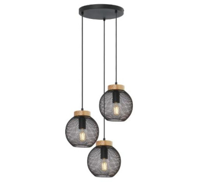 PABLOpendant lamp metal black matt, 3x E27