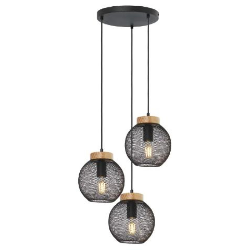 PABLOpendant lamp metal black matt, 3x E27