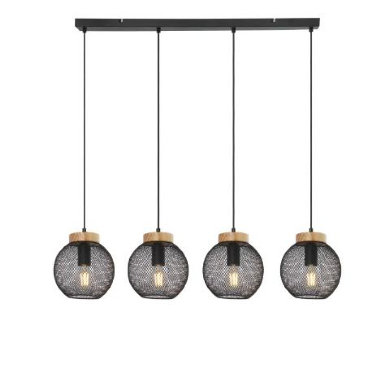 PABLOpendant lamp metal black matt, 4x E27