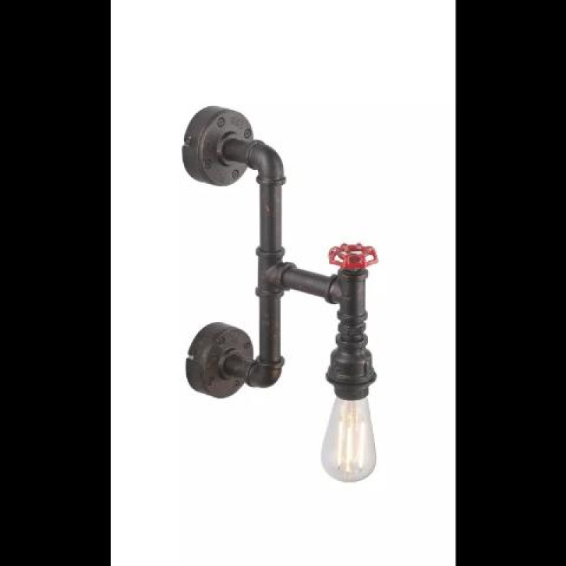 Wall light metal black gold patinated, WxH:100x365, OH:250, excl. 1xE27 60W 230V