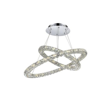 Pendant chrome, K9 crystals translucent, LxWxH:900x670x1800, incl. 1xLED 64W 3,4V, 4205lm Source, 3632lm Output, 4000K