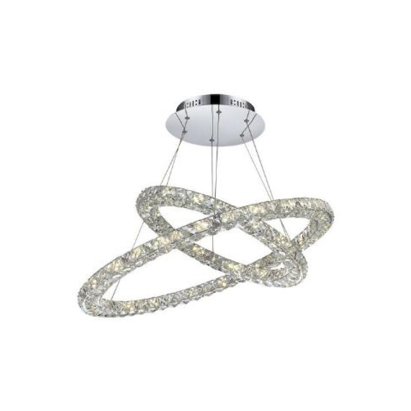Pendant chrome, K9 crystals translucent, LxWxH:900x670x1800, incl. 1xLED 64W 3,4V, 4205lm Source, 3632lm Output, 4000K