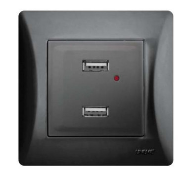 ΠΡΙΖΑ ΔΥΟ ΘΥΡΕΣ USB ΜΑΥΡΟ serie H