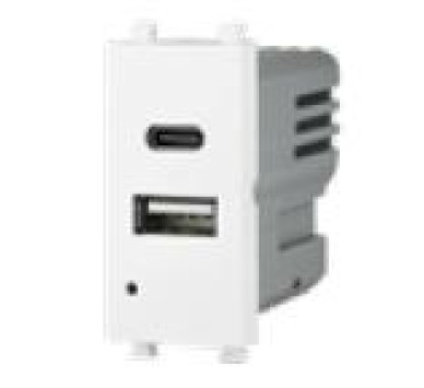 ΠΡΙΖΑ USB TYPE A & TYPE C 5,1V/2,4A ΛΕΥΚΟ ΙΝΟ