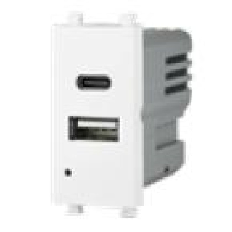 ΠΡΙΖΑ USB TYPE A & TYPE C 5,1V/2,4A ΛΕΥΚΟ ΙΝΟ