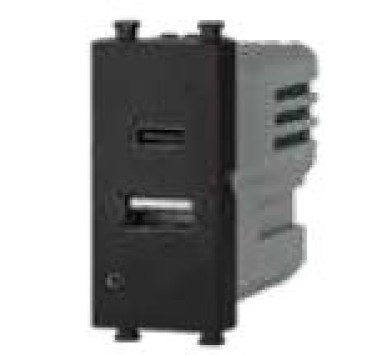 ΠΡΙΖΑ USB TYPE A & TYPE C 5,1V/2,4A ΜΑΥΡΟ ΙΝΟ