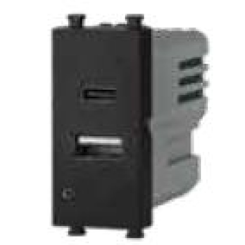 ΠΡΙΖΑ USB TYPE A & TYPE C 5,1V/2,4A ΜΑΥΡΟ ΙΝΟ