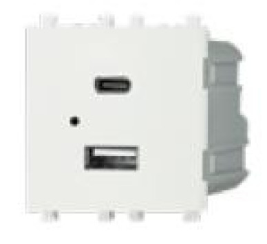 ΠΡΙΖΑ USB TYPE A & TYPE C 5,1V/3A 2Μ ΛΕΥΚΟ ΙΝΟ