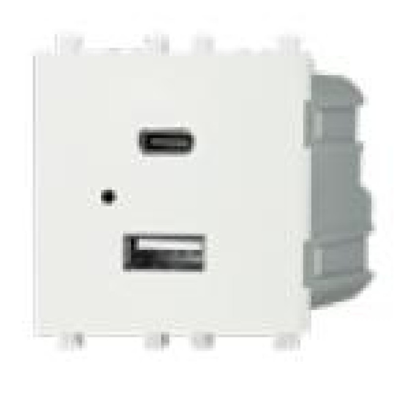 ΠΡΙΖΑ USB TYPE A & TYPE C 5,1V/3A 2Μ ΛΕΥΚΟ ΙΝΟ