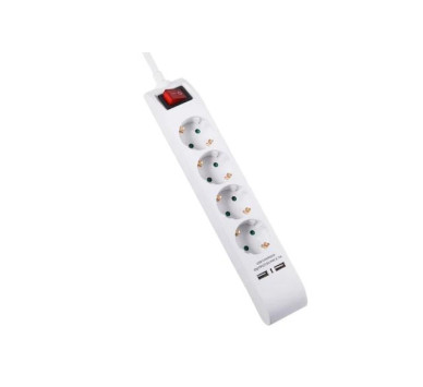 ΠΟΛΥΠΡΙΖΟ 4 ΘΕΣΕΩΝ & 2USB(2.1A) ΜΕ ΔΙΑΚΟΠΤΗ 3Χ1.5mm 1.5Μ ΑΣΦΑΛΕΙΑΣ