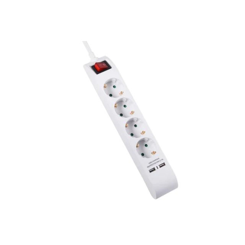 ΠΟΛΥΠΡΙΖΟ 4 ΘΕΣΕΩΝ & 2USB(2.1A) ΜΕ ΔΙΑΚΟΠΤΗ 3Χ1.5mm 1.5Μ ΑΣΦΑΛΕΙΑΣ