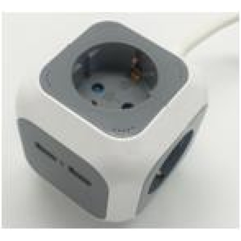 ΠΟΛΥΠΡΙΖΟ 3 ΘΕΣΕΩΝ & 2USB(2.1A) ΚΥΒΟΣ ΓΚΡΙ 3Χ1.5mm 1.5Μ ΑΣΦΑΛΕΙΑΣ